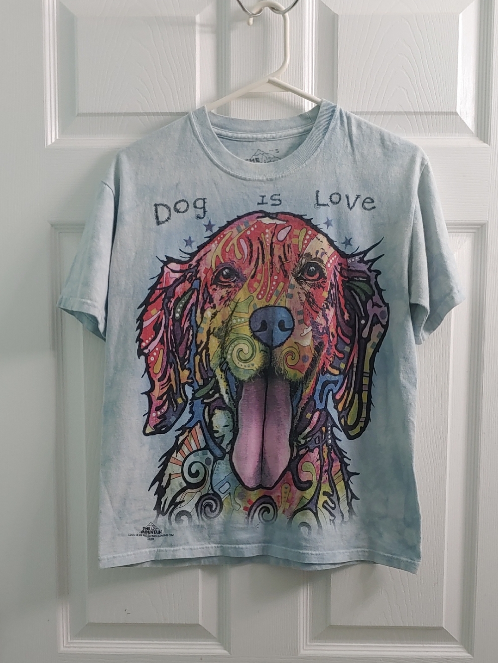 The Mountain T Shirt Dog is Love Blue Tie Dye Tee Mandala Unisex Size S